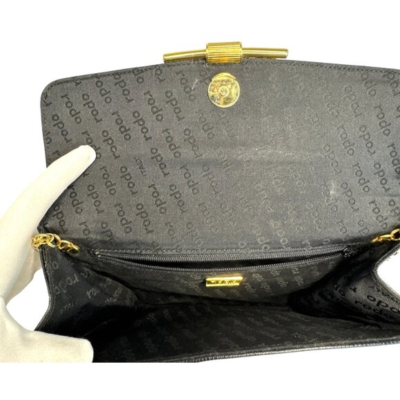 Rodo Italy Blue Genuine Lizard Leather With Gold Hardware And Chain Strap - Picture 8 of 10